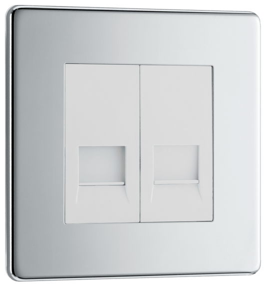 BG Nexus Screwless Flatplate Polished Chrome Double, telephone socket, secondary - FPCBTS2-01