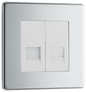 BG Nexus Screwless Flatplate Polished Chrome Double, telephone socket, secondary - FPCBTS2-01