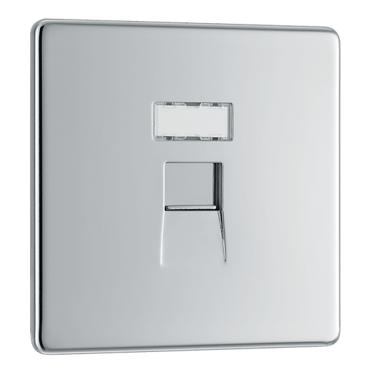 BG Nexus Screwless Flatplate Polished Chrome Single, RJ45 data socket - FPCRJ451-01