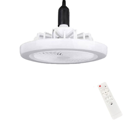 LED Ceiling Fan Light E27 Bulb Fixture with Remote, 3 Speeds & 3 Colour Temperatures - White Fixed Head