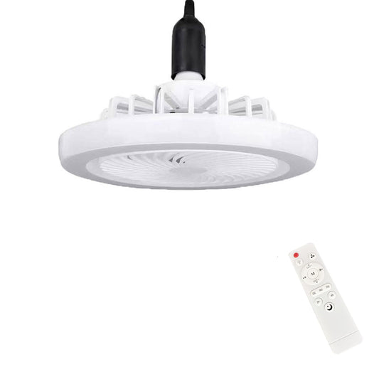 LED Ceiling Fan Light E27 Bulb Fixture with Remote, 3 Speeds & 3 Colour Temperatures - White Fixed Head