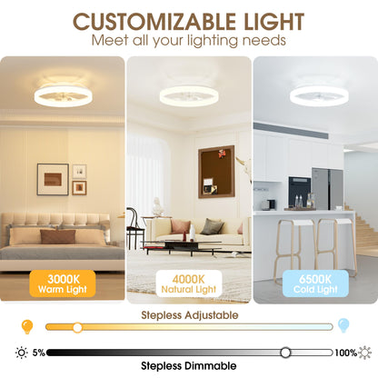 40cm Ceiling Fan with LED Light - White