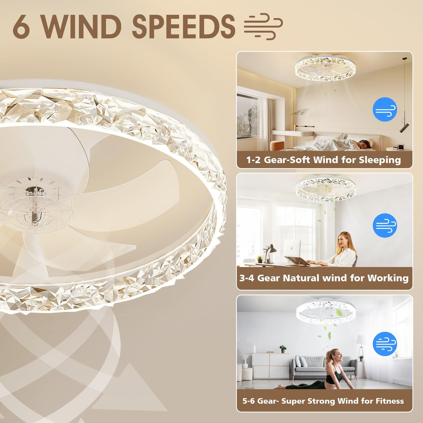 50cm Ceiling Fan with LED Light - White