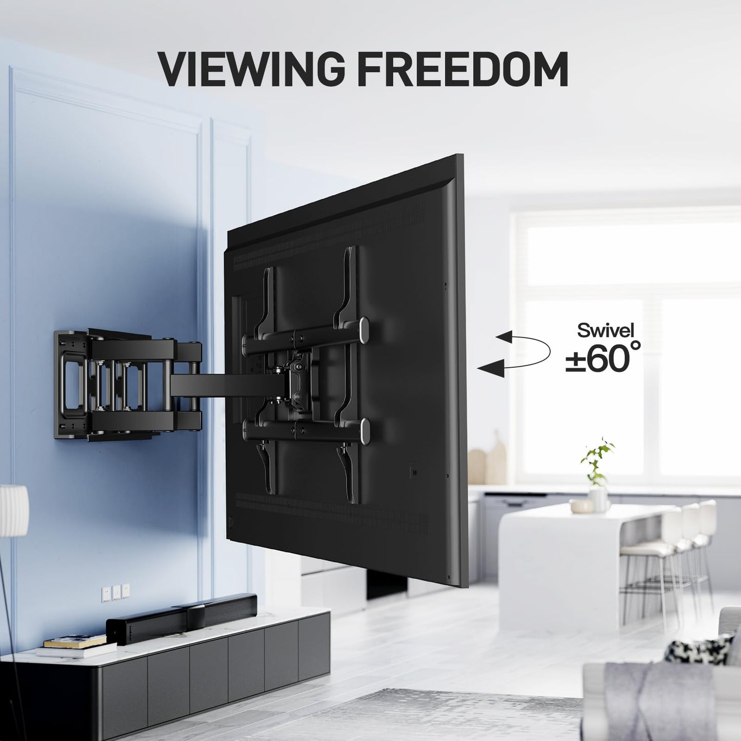 PERLESMITH TV Wall Bracket, TV Bracket for 37-85 Inch TVs up to 60kg, Swivel Tilt Extend TV Wall Mount, 55 65 inch TV Wall Bracket max VESA 600x400mm