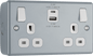 BG Metal Clad Double switched single pole, with USB A + C (22W) - MC522UAC22-01