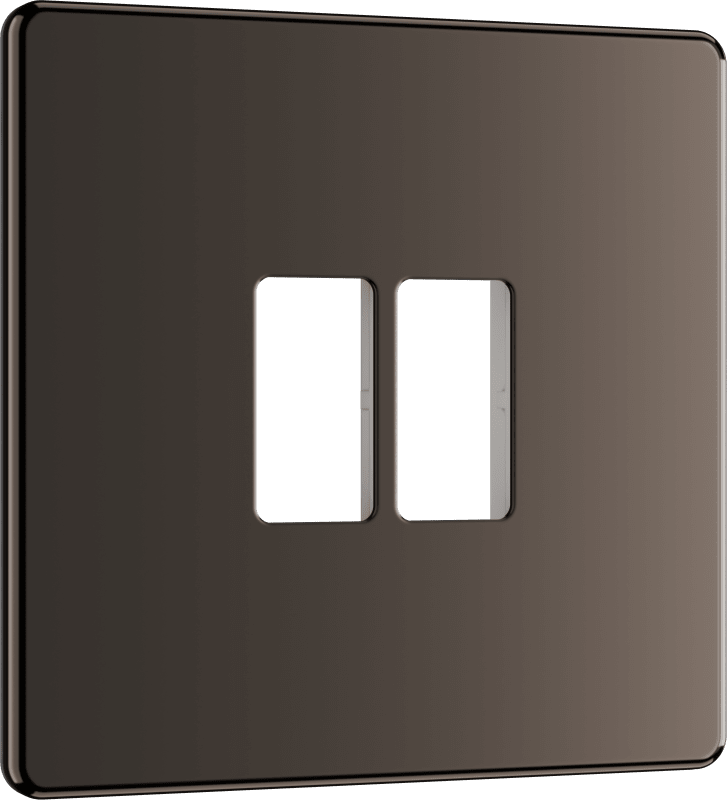 BG Nexus Screwless Flatplate Black Nickel 2 module front plate - MFBN2-01