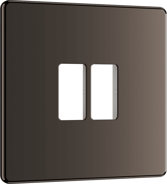 BG Nexus Screwless Flatplate Black Nickel 2 module front plate - MFBN2-01