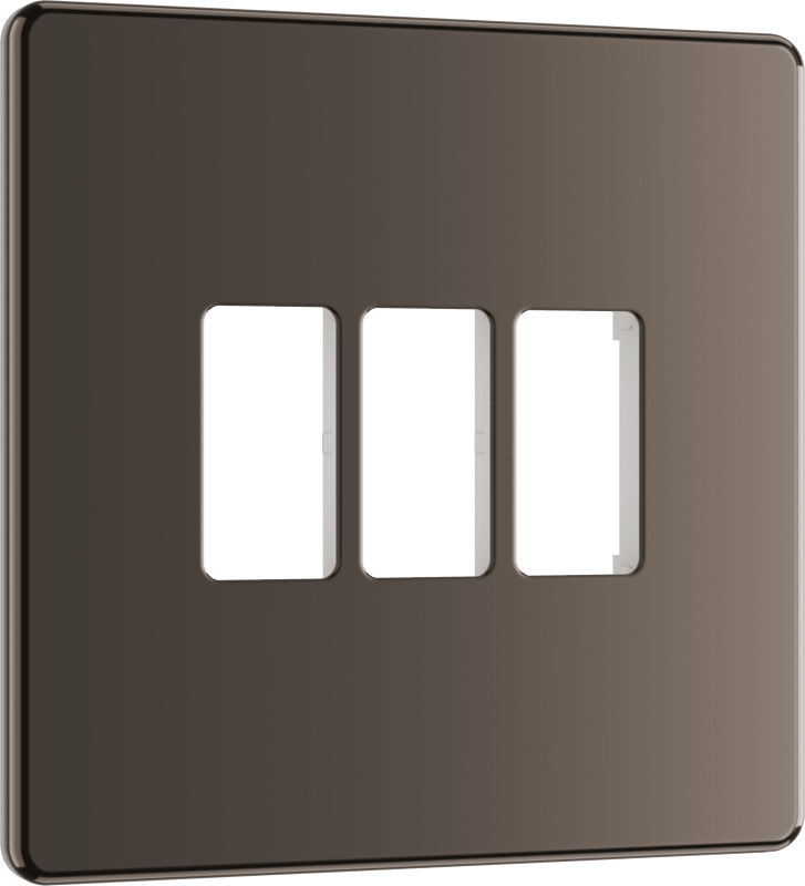 BG Nexus Screwless Flatplate Black Nickel 3 module front plate - MFBN3-01