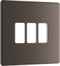 BG Nexus Screwless Flatplate Black Nickel 3 module front plate - MFBN3-01