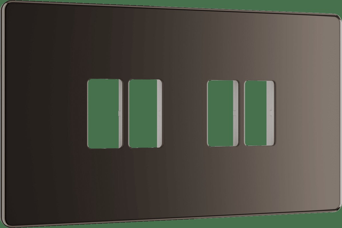 BG Nexus Flatplate Black Nickel 4 module plate - MFBN4-01
