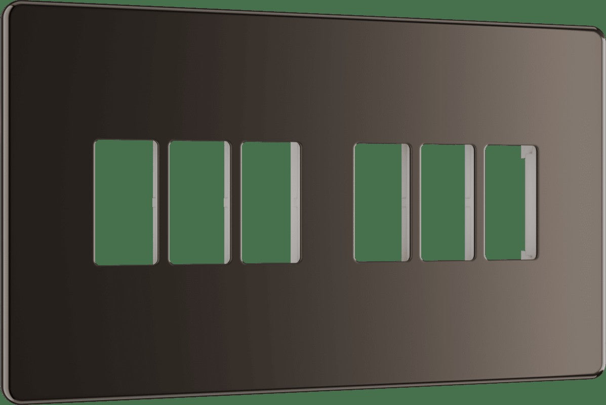 BG Nexus Flatplate Black Nickel 6 module plate - MFBN6-01 – British General