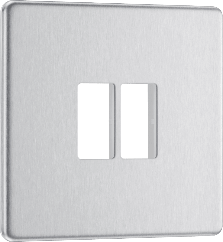 BG Nexus Screwless Flatplate Brushed Steel 2 module front plate - MFBS2-01