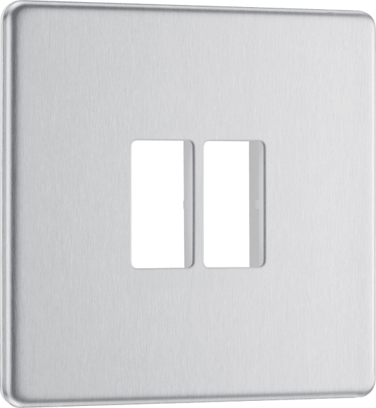 BG Nexus Screwless Flatplate Brushed Steel 2 module front plate - MFBS2-01