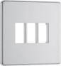 BG Nexus Screwless Flatplate Brushed Steel 3 module front plate - MFBS3-01
