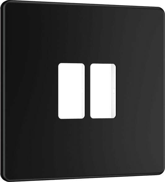 BG Nexus Screwless Flatplate Matt Black 2 module front plate - MFFB2-01