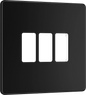 BG Nexus Screwless Flatplate Matt Black 3 module front plate - MFFB3-01
