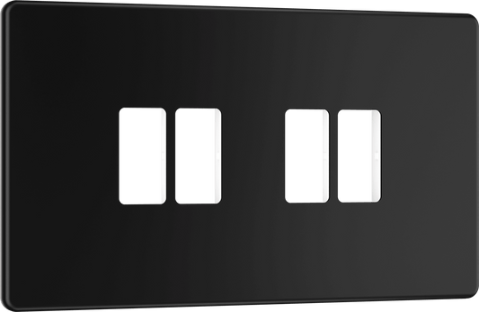 BG Nexus Screwless Flatplate Matt Black 4 module front plate - MFFB4-01