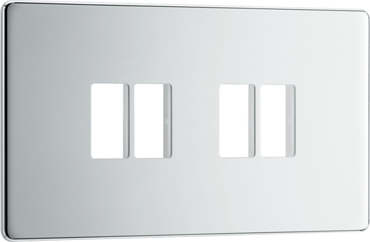 BG Nexus Screwless Flatplate Polished Chrome 4 module front plate - MFPC4-01