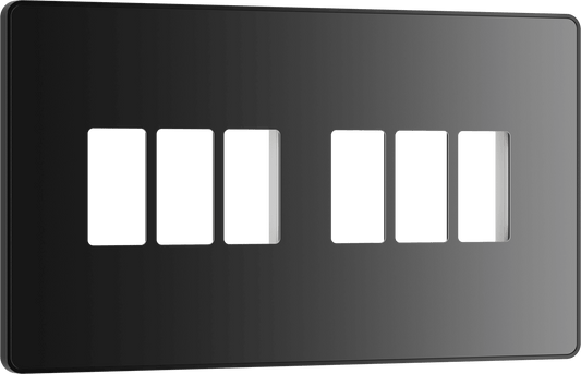 BG Evolve Black Chrome 6 module front plate - MPCDBC6B-01