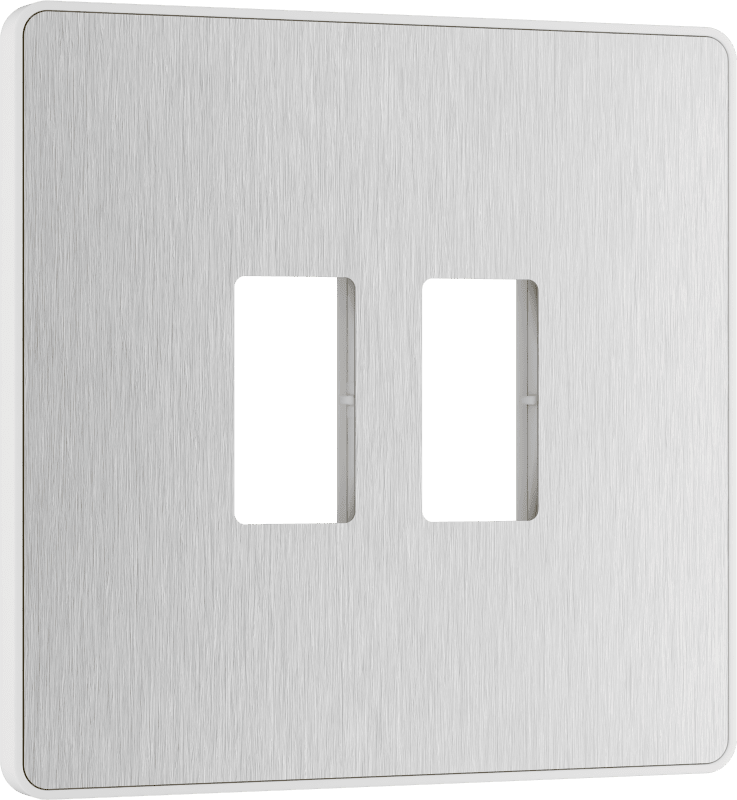 BG Evolve Brushed Steel 2 module front plate - MPCDBS2W-01