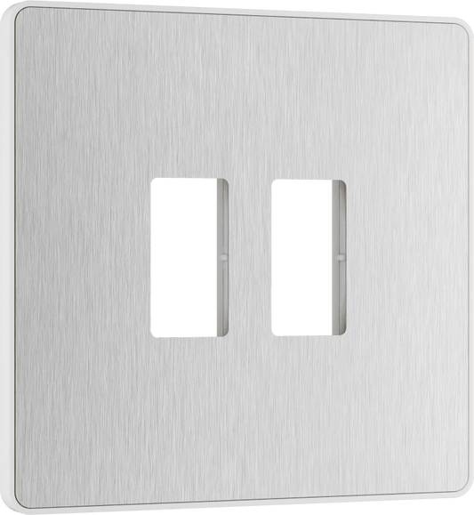 BG Evolve Brushed Steel 2 module front plate - MPCDBS2W-01