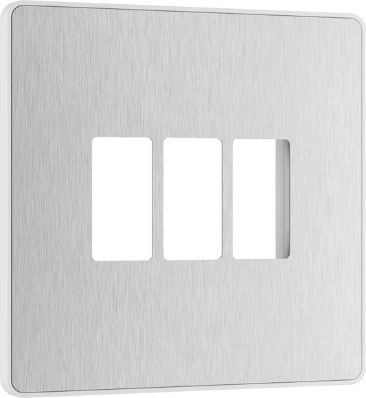 BG Evolve Brushed Steel 3 module front plate - MPCDBS3W-01
