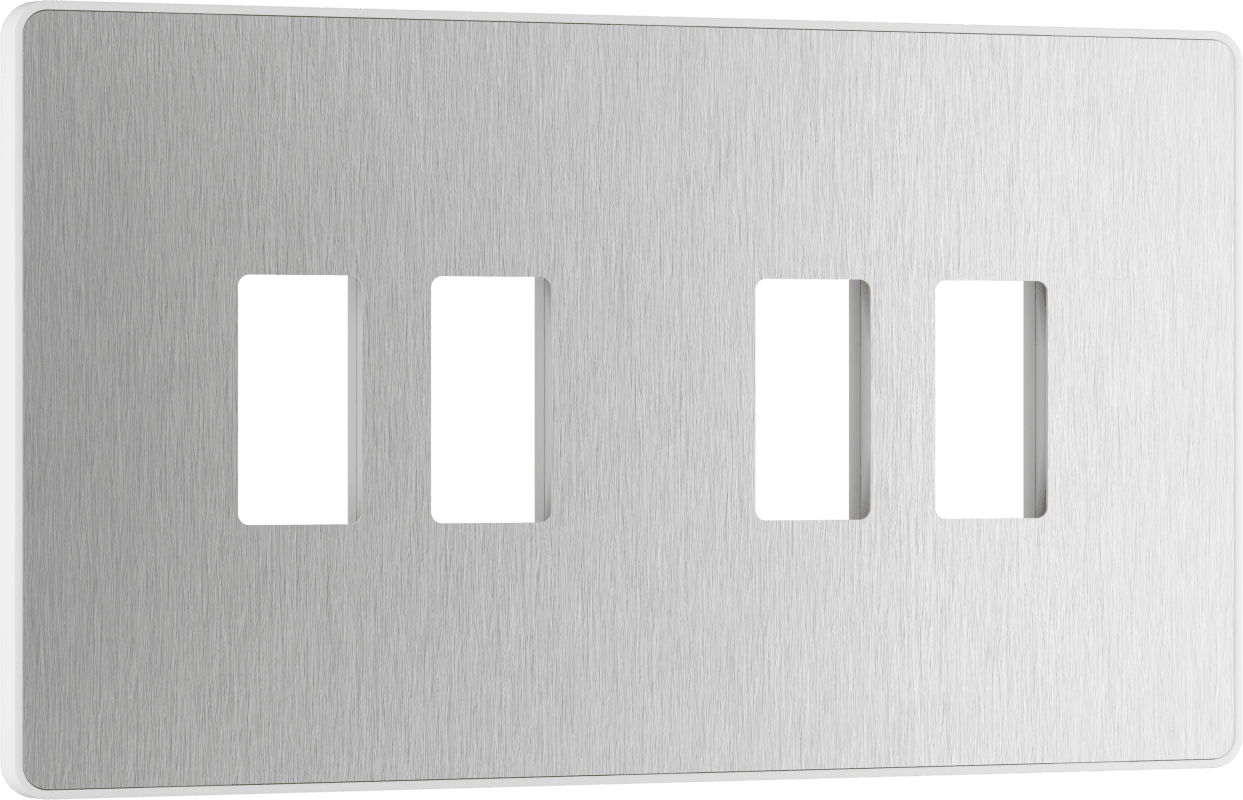 BG Evolve Brushed Steel 4 module front plate - MPCDBS4W-01
