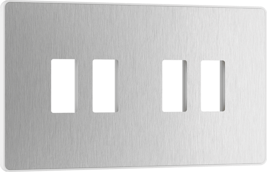 BG Evolve Brushed Steel 4 module front plate - MPCDBS4W-01