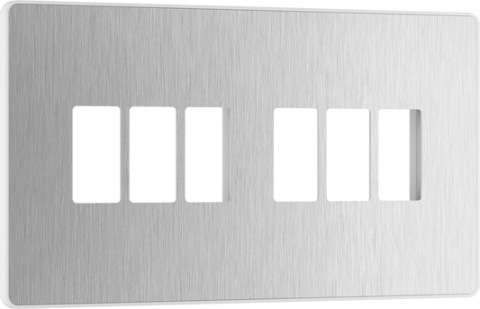 BG Evolve Brushed Steel 6 module front plate - MPCDBS6W-01