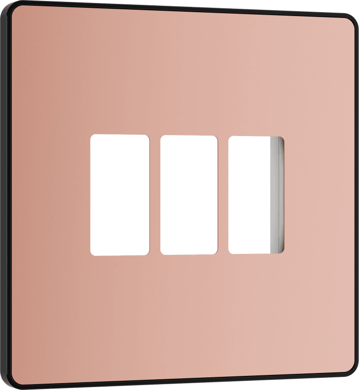 BG Evolve Polished Copper 3 module front plate - MPCDCP3B-01