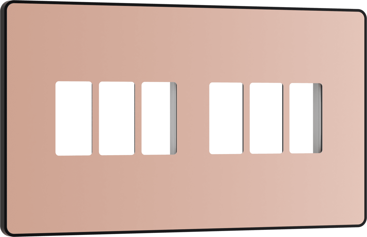 BG Evolve Polished Copper 6 module front plate - MPCDCP6B-01