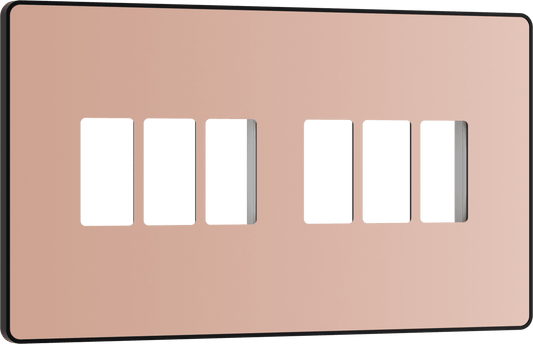 BG Evolve Polished Copper 6 module front plate - MPCDCP6B-01