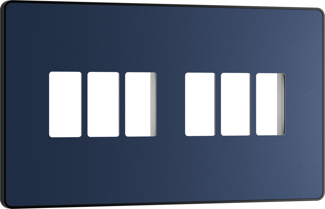 BG Evolve Matt Blue 6 module front plate - MPCDDB6B-01