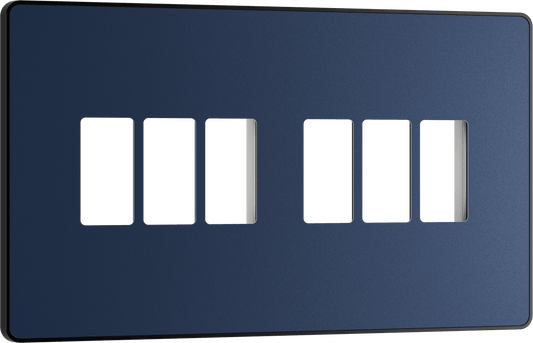 BG Evolve Matt Blue 6 module front plate - MPCDDB6B-01