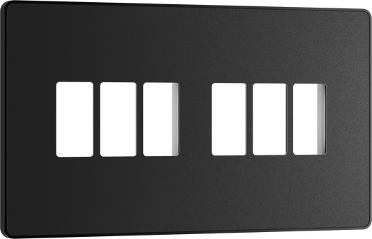 BG Evolve Matt Black 6 module front plate - MPCDMB6B-01