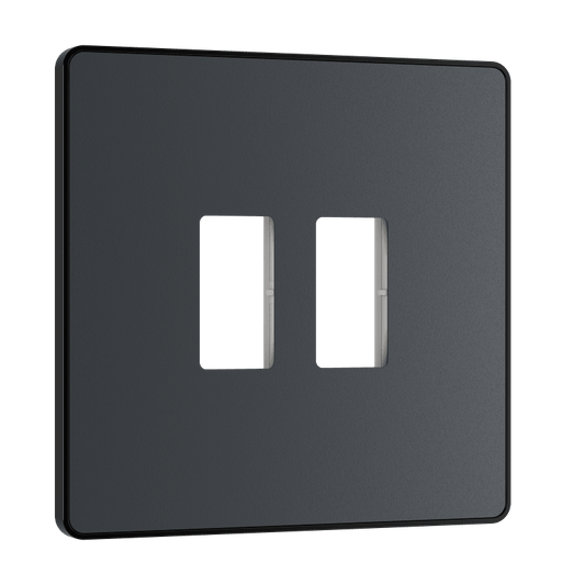 BG Evolve Matt Grey 2 module front plate - MPCDMG2B-01