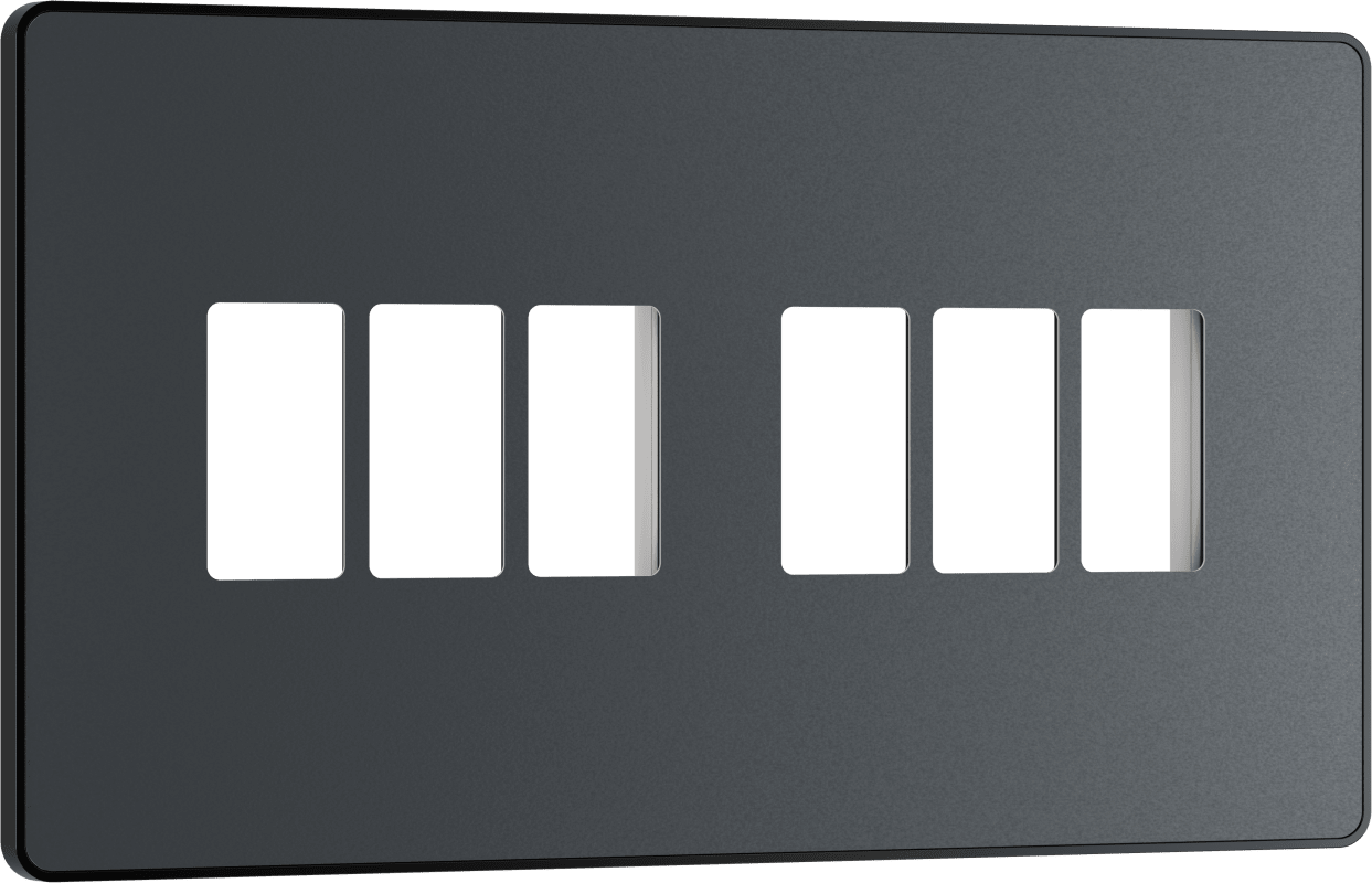 BG Evolve Matt Grey 6 module front plate - MPCDMG6B-01