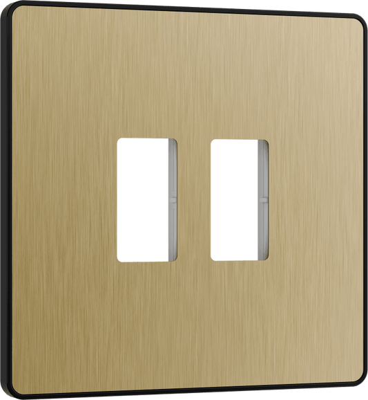 BG Evolve Satin Brass 2 module front plate - MPCDSB2B-01