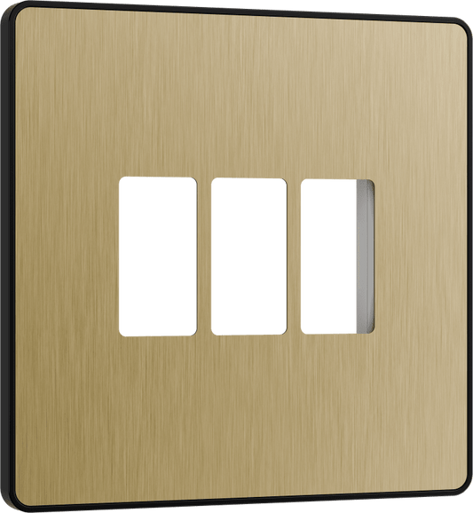 BG Evolve Satin Brass 3 module front plate - MPCDSB3B-01