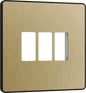 BG Evolve Satin Brass 3 module front plate - MPCDSB3B-01