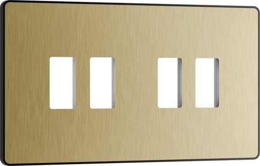 BG Evolve Satin Brass 4 module front plate - MPCDSB4B-01