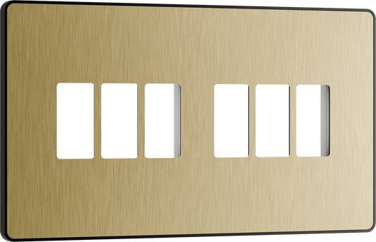 BG Evolve Satin Brass 6 module front plate - MPCDSB6B-01