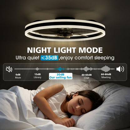 60cm Ceiling Fan with LED Light - Black