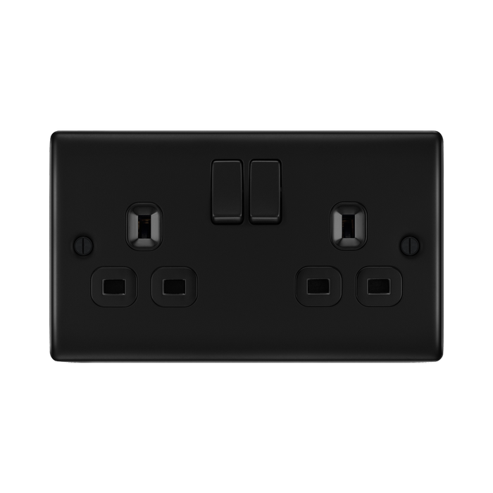 BG Nexus Metal Matt Black 2 Gang 13A Socket