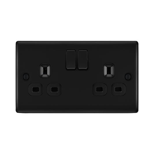 BG Nexus Metal Matt Black 2 Gang 13A Socket