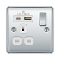BG Nexus Metal Polished Chrome 1 Gang USB Charging Socket