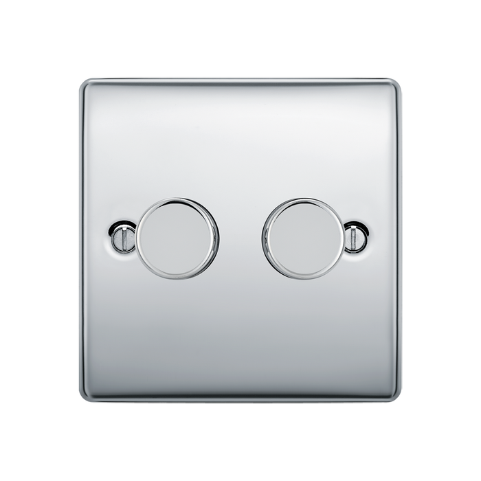 BG Nexus Metal Polished Chrome 2 Gang Dimmer Switch