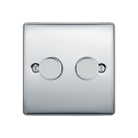 BG Nexus Metal Polished Chrome 2 Gang Dimmer Switch