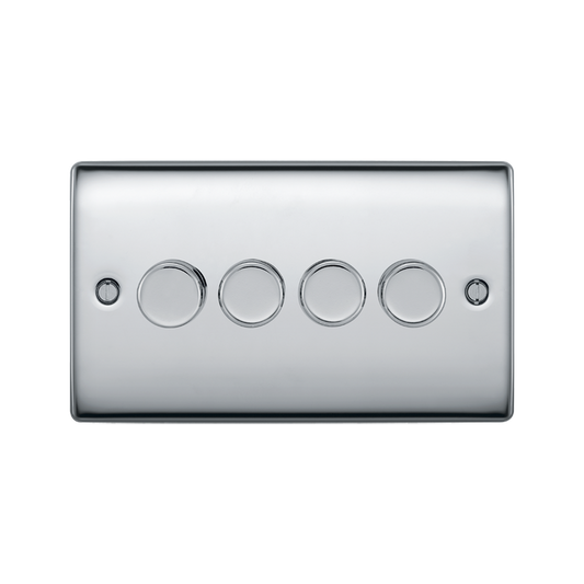 BG Nexus Metal Polished Chrome 4 Gang Dimmer Switch