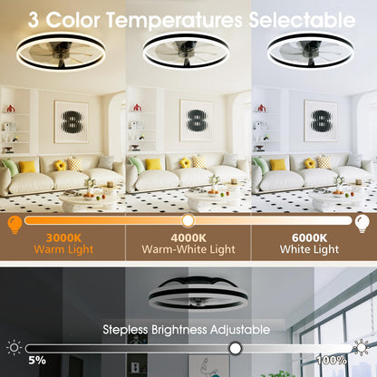 60cm Ceiling Fan with LED Light - Black